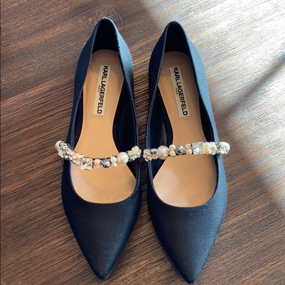 Karl lagerfeld Paris satin flats size 8